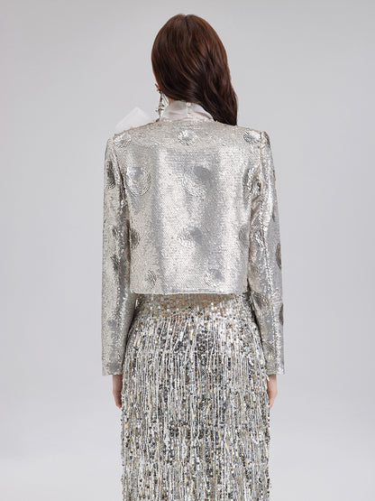 Embellished Sequined Short Coat