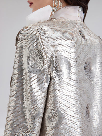 Embellished Sequined Short Coat