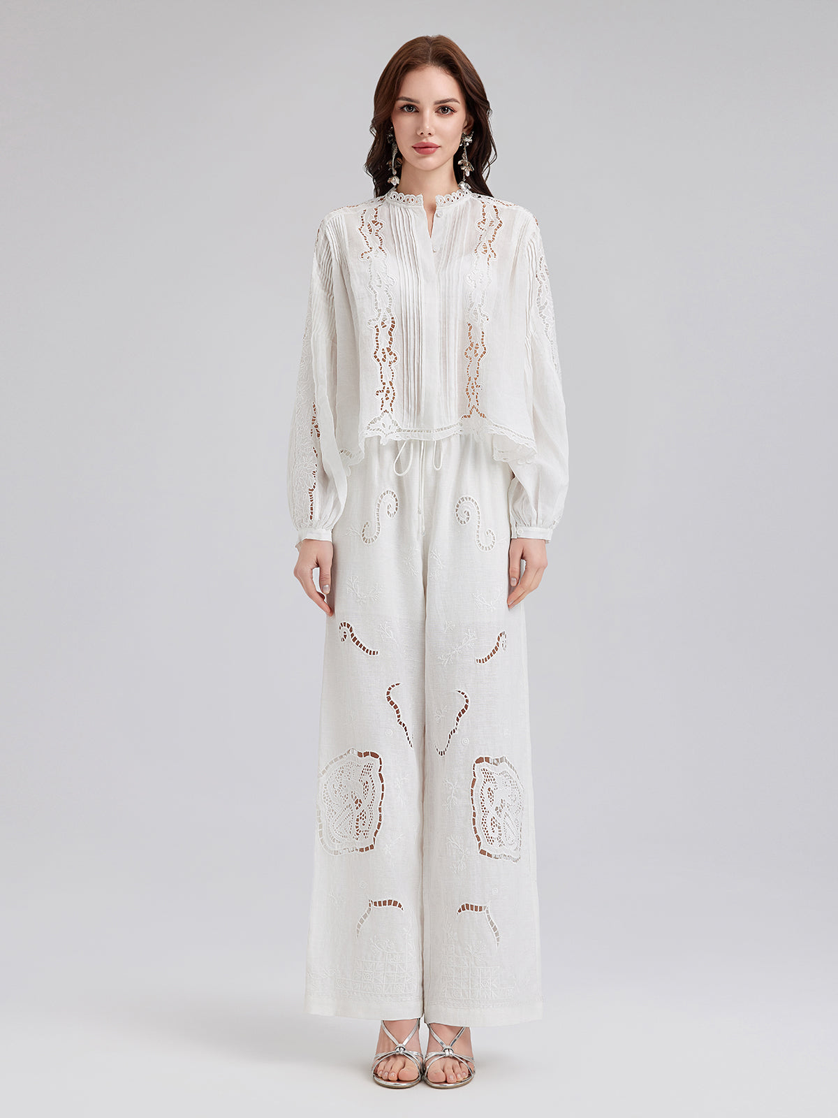 Linen Embroidered Eyelet Vacation Pants