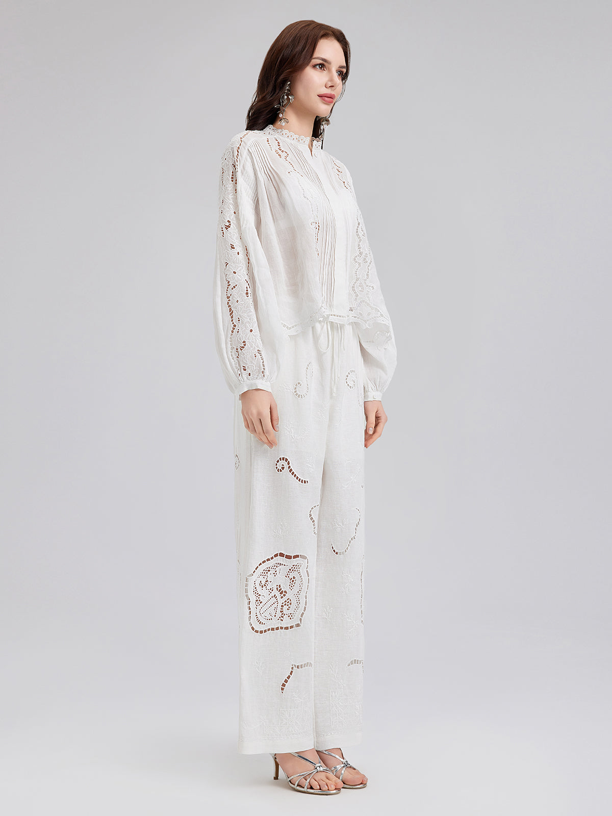 Linen Embroidered Eyelet Vacation Pants