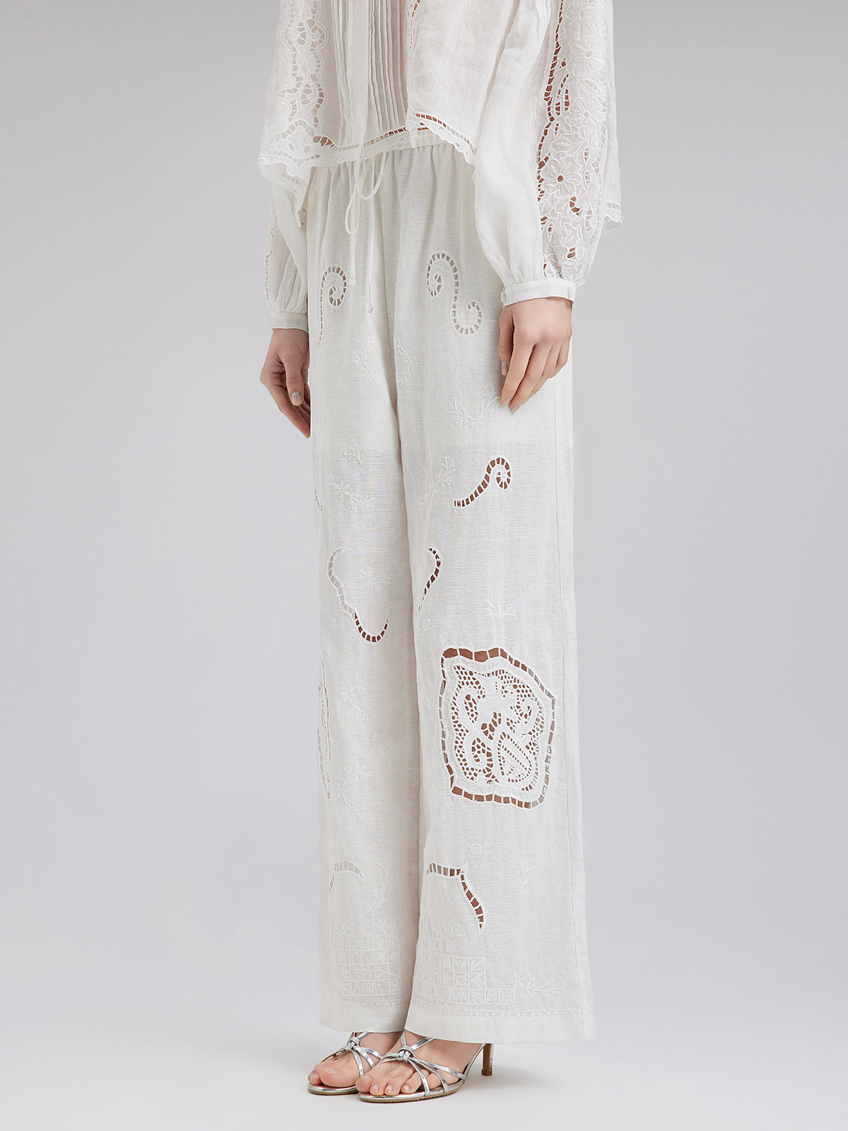 Linen Embroidered Eyelet Vacation Pants