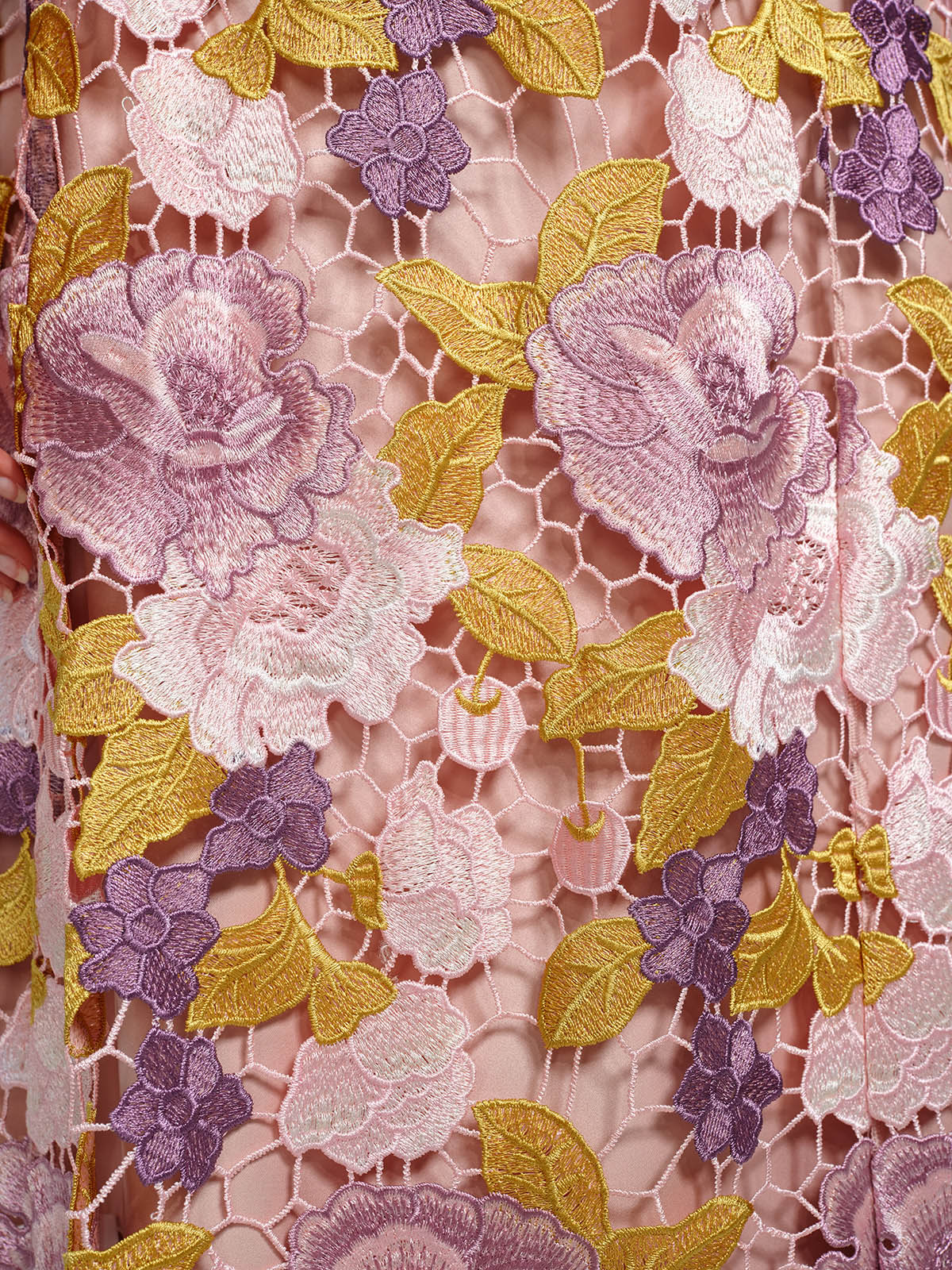 Embroidered Floral Lace Beaded Dress (Waist Tie & Slip Dress Included)