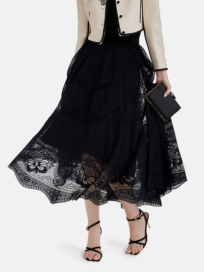 Gorgeous Lace Embroidered Flounce Skirt