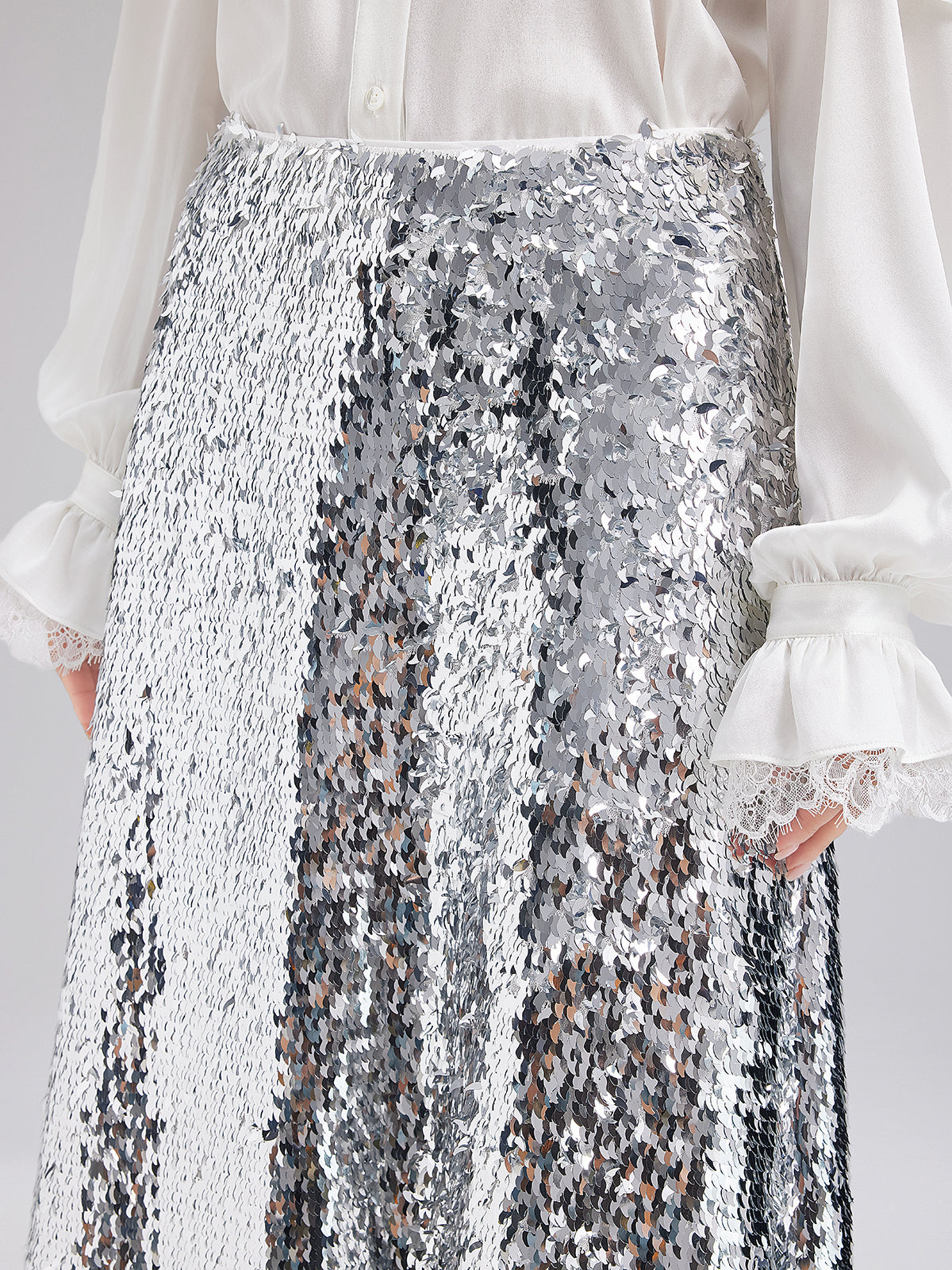 Sparkling Sequin High-Waist Skirt