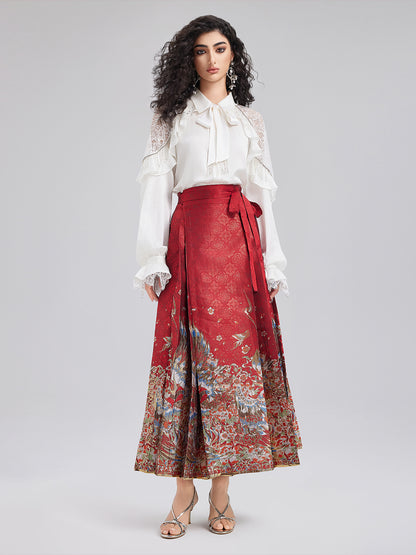 Elegant Chinese Style Pleated Skirt