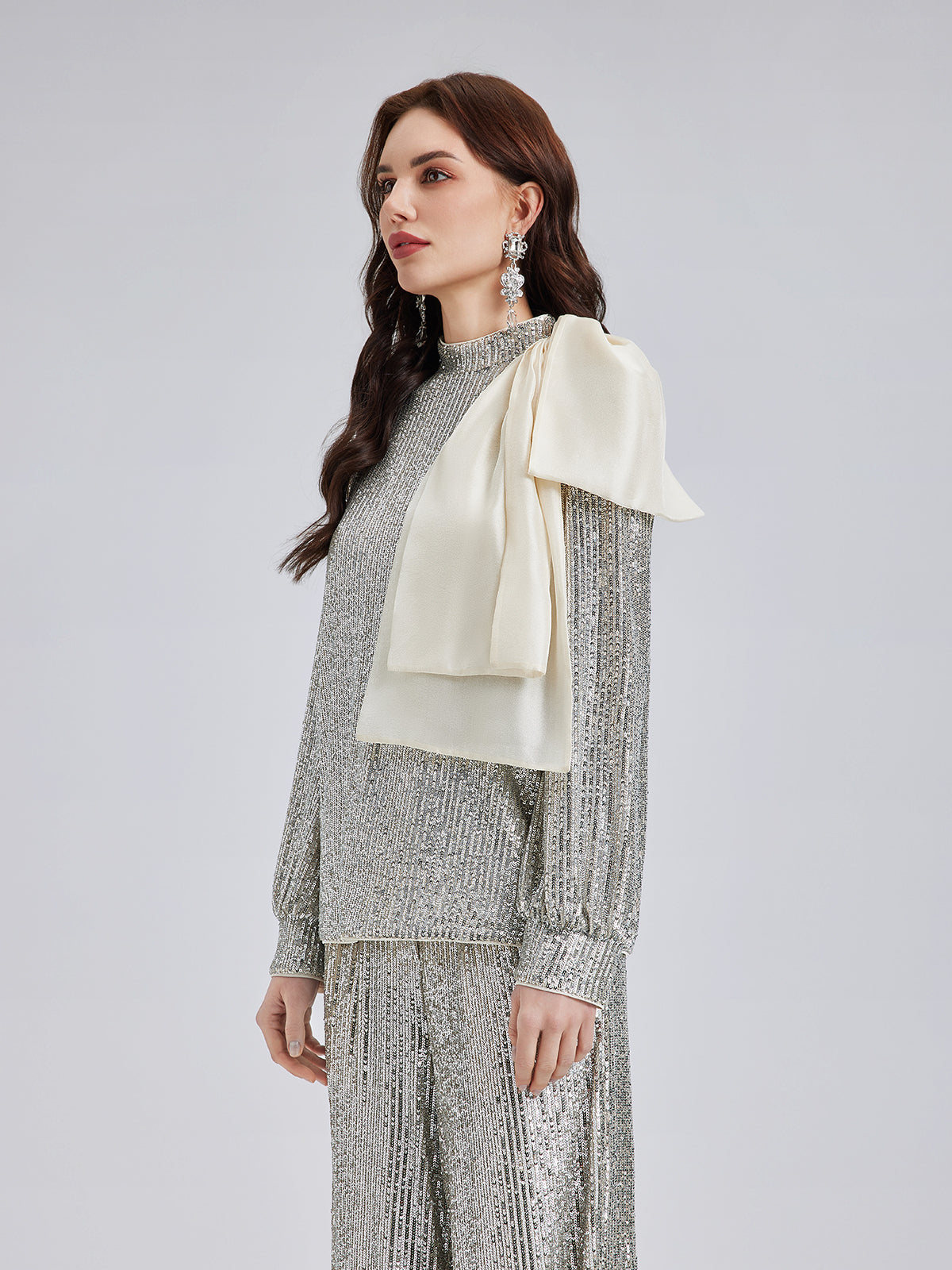 Luxe Sequin Top with Detachable Tie