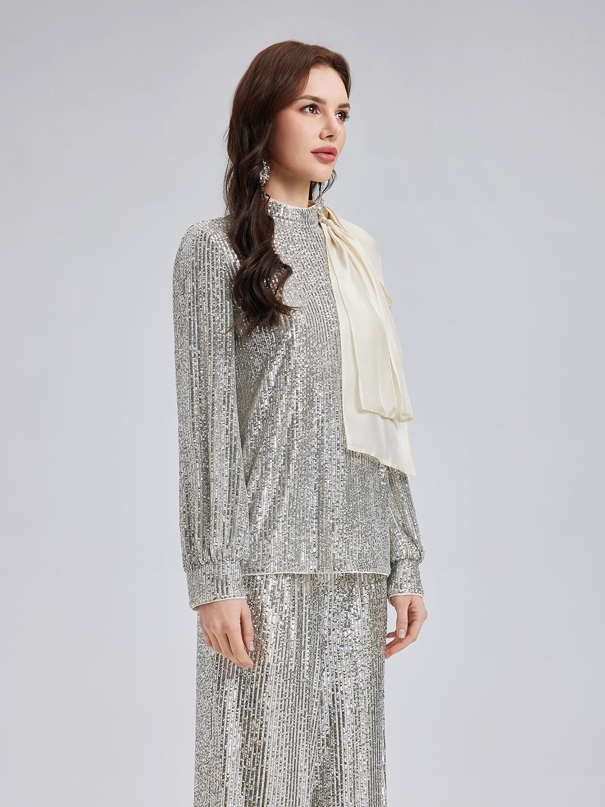 Luxe Sequin Top with Detachable Tie