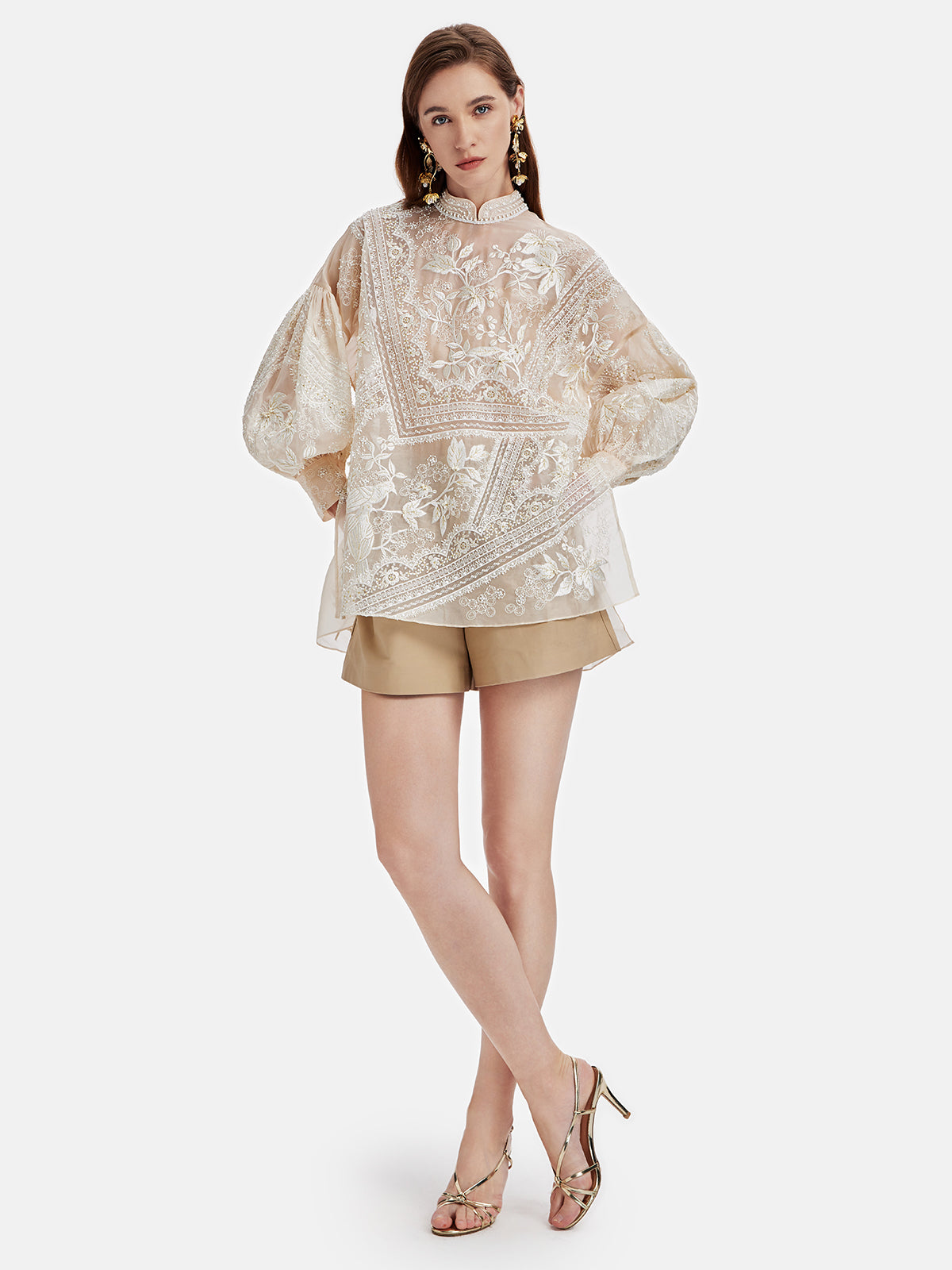 Gorgeous Handmade Embroidered Bead Silk Blouse