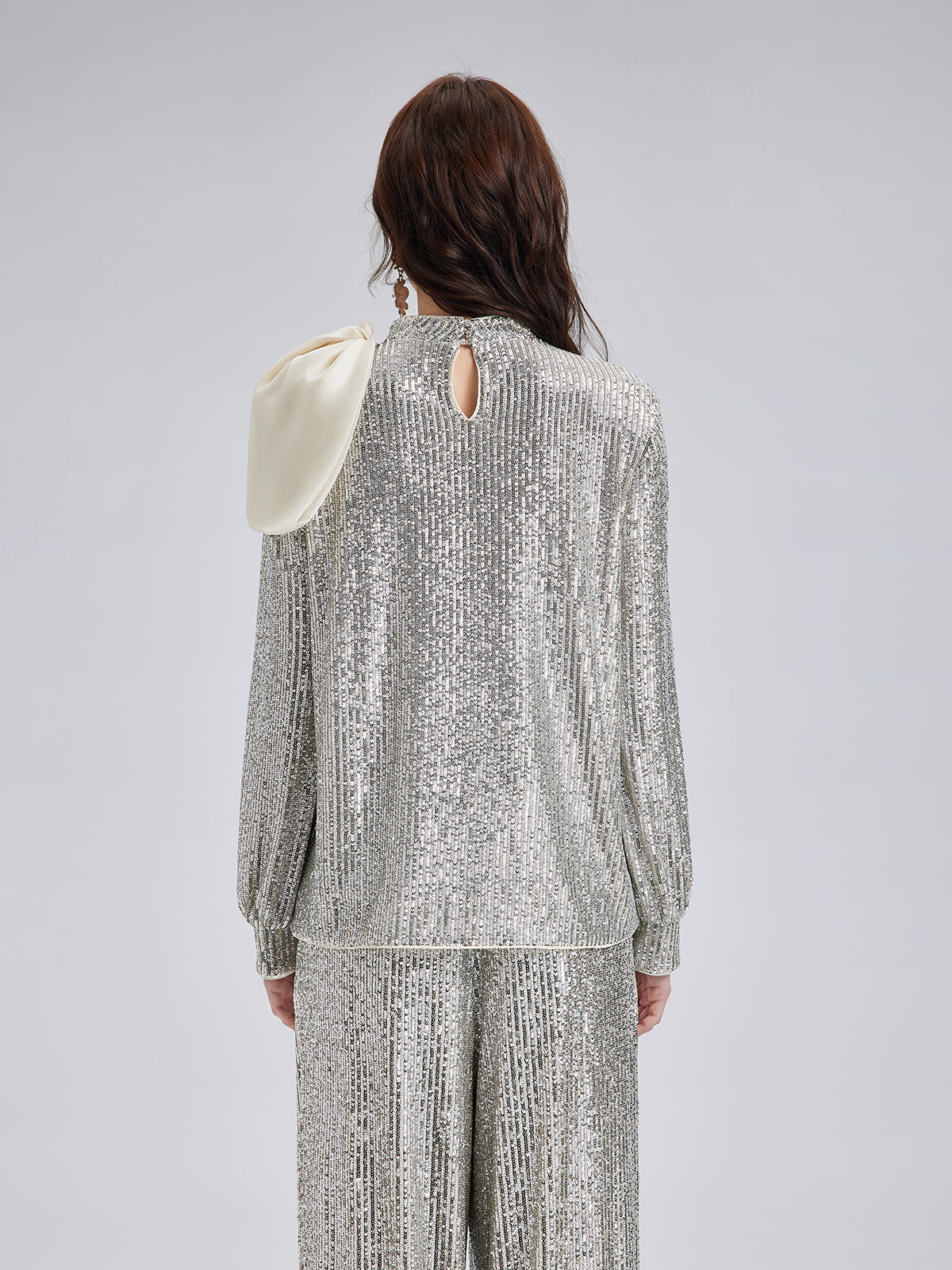 Luxe Sequin Top with Detachable Tie