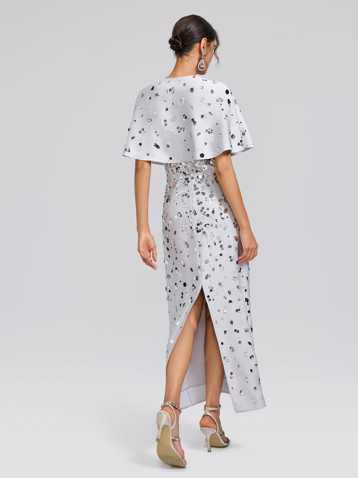 Gradient Sequin Dress & Shawl Set