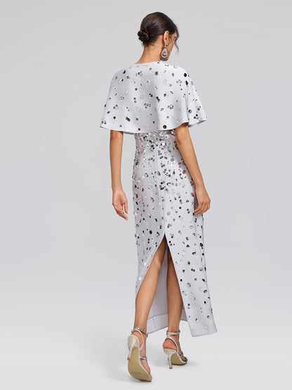 Gradient Sequin Dress & Shawl Set