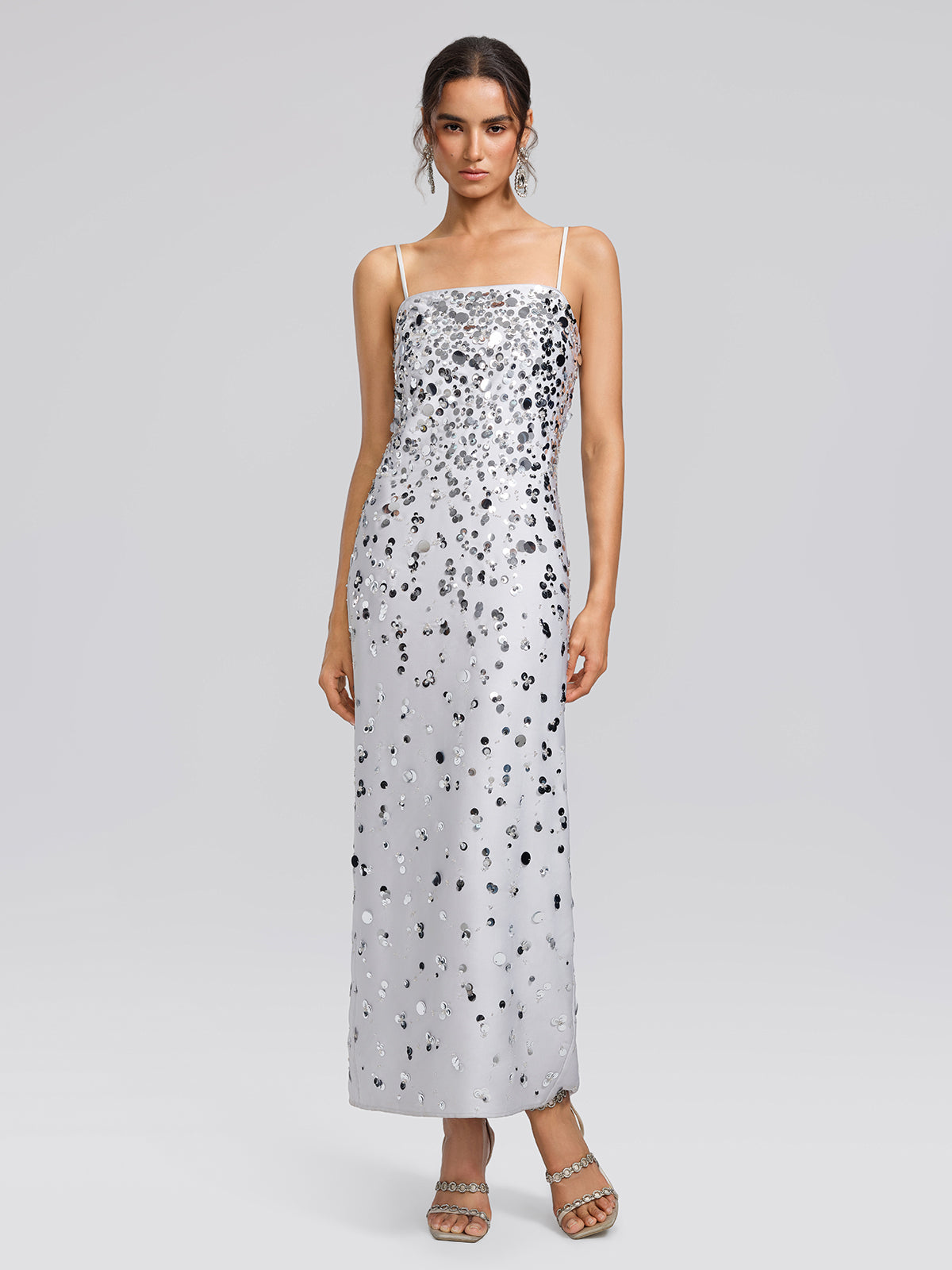 Gradient Sequin Dress & Shawl Set