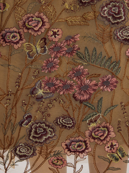 Knit & Tulle Embroidered Dress (Belt Included)