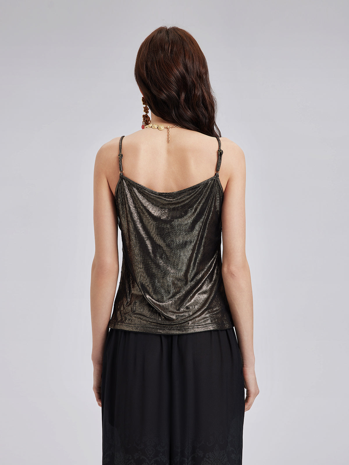 Metallic Knit & Lace Beaded Camisole