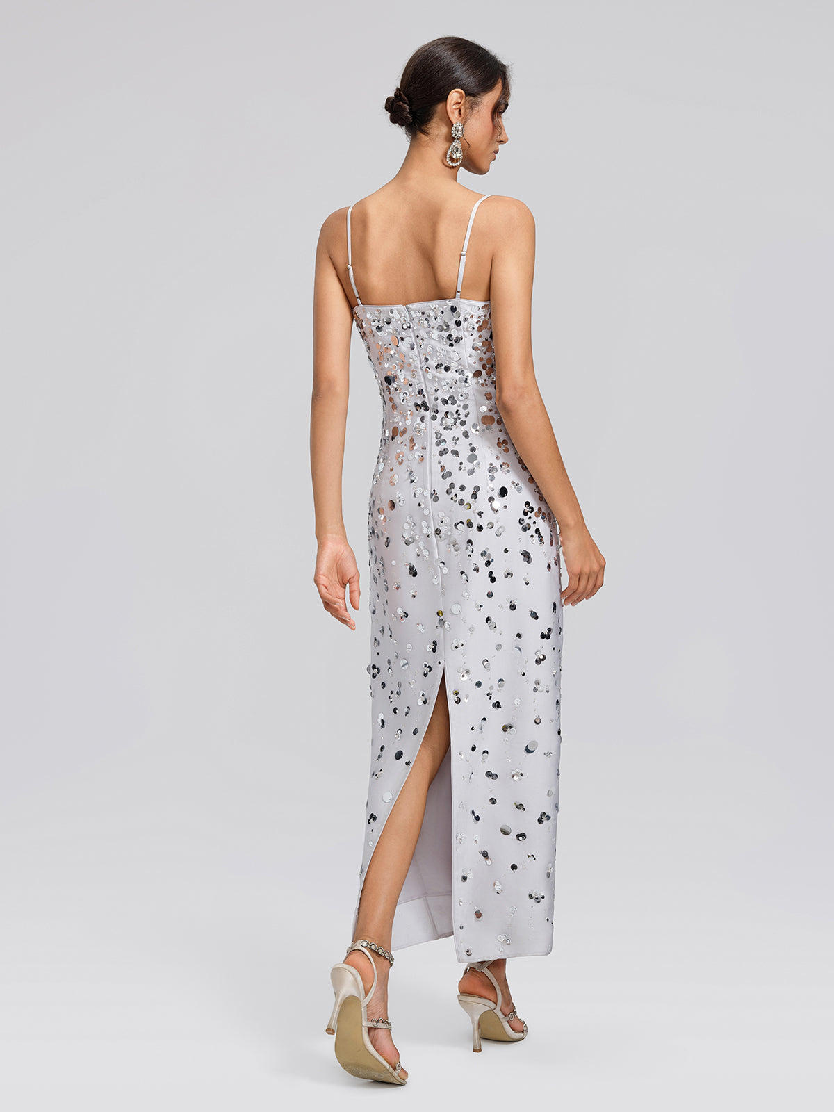 Gradient Sequin Dress & Shawl Set