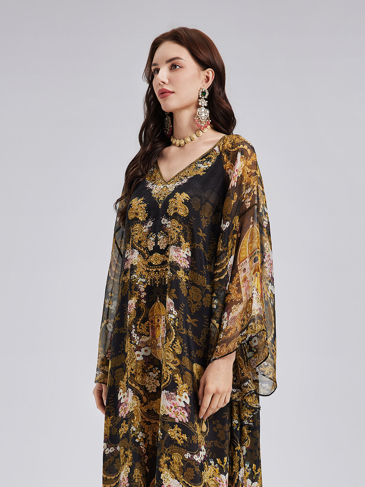 Final Sale | Baroque-Print Silk Dress