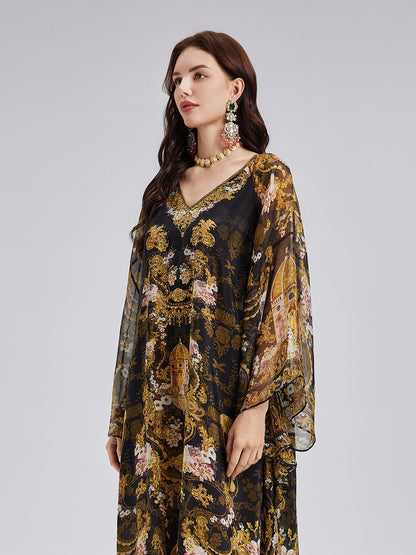 Baroque-Print Silk Dress