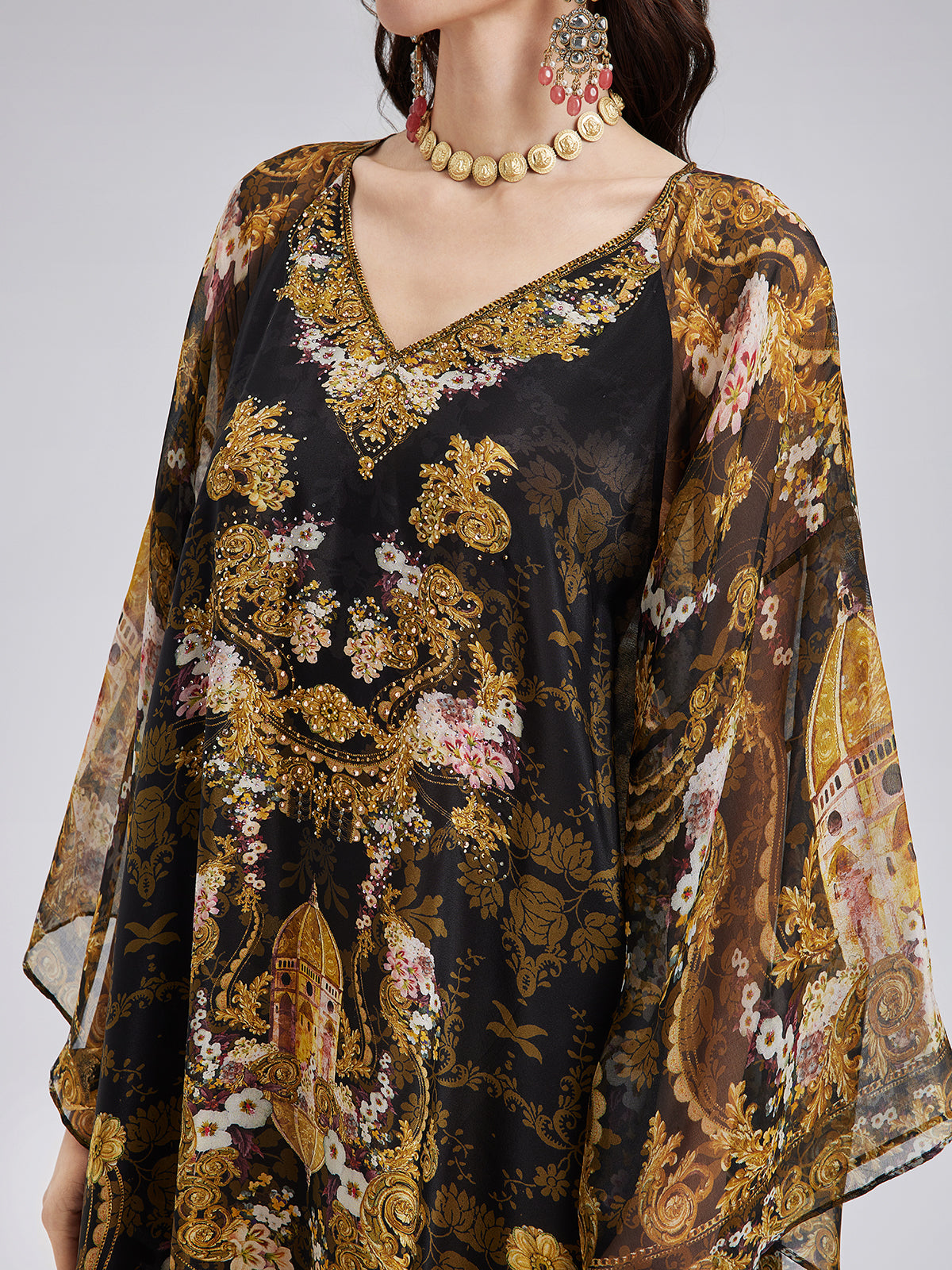 Final Sale | Baroque-Print Silk Dress
