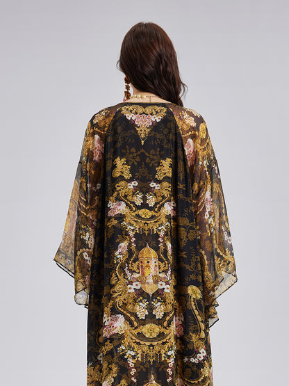 Baroque-Print Silk Dress