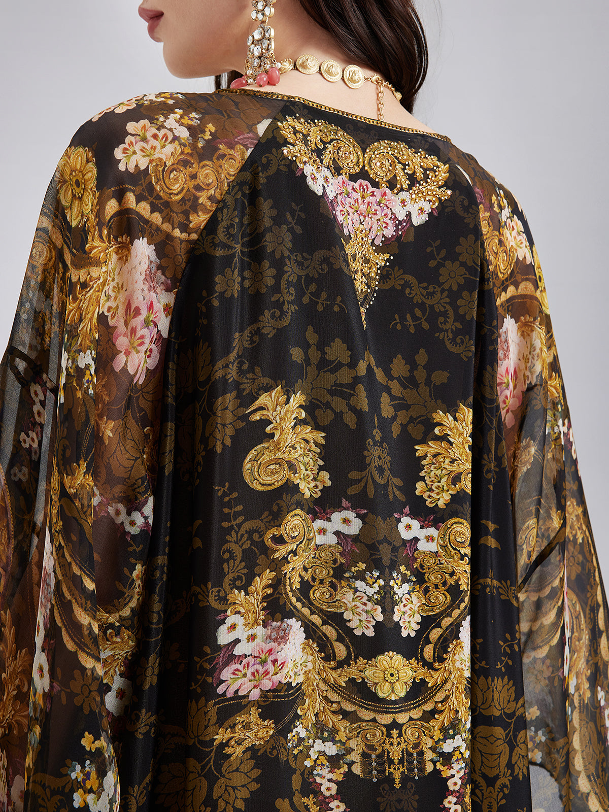 Baroque-Print Silk Dress