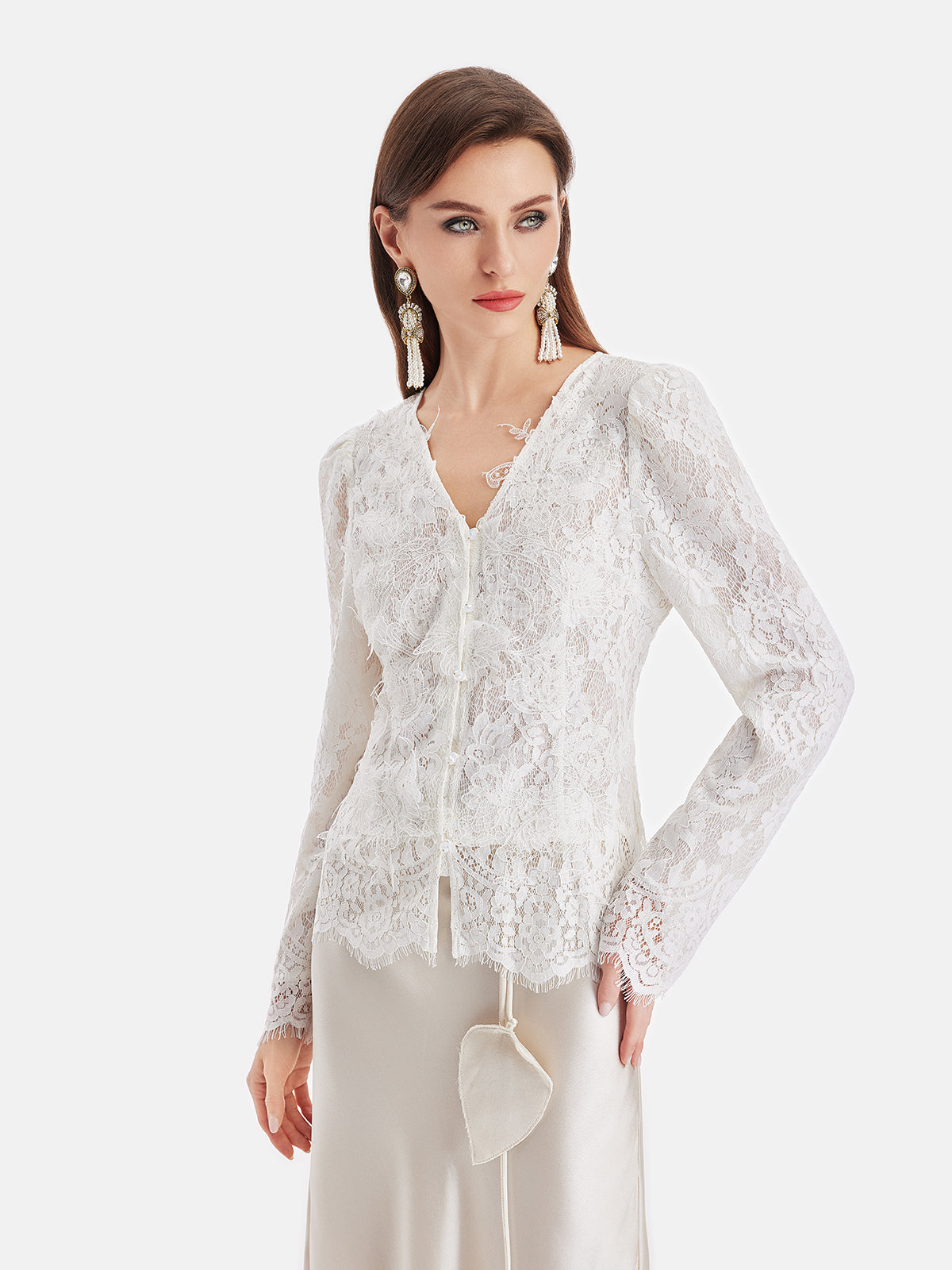 Luxurious Baroque V-Neck Lace Top