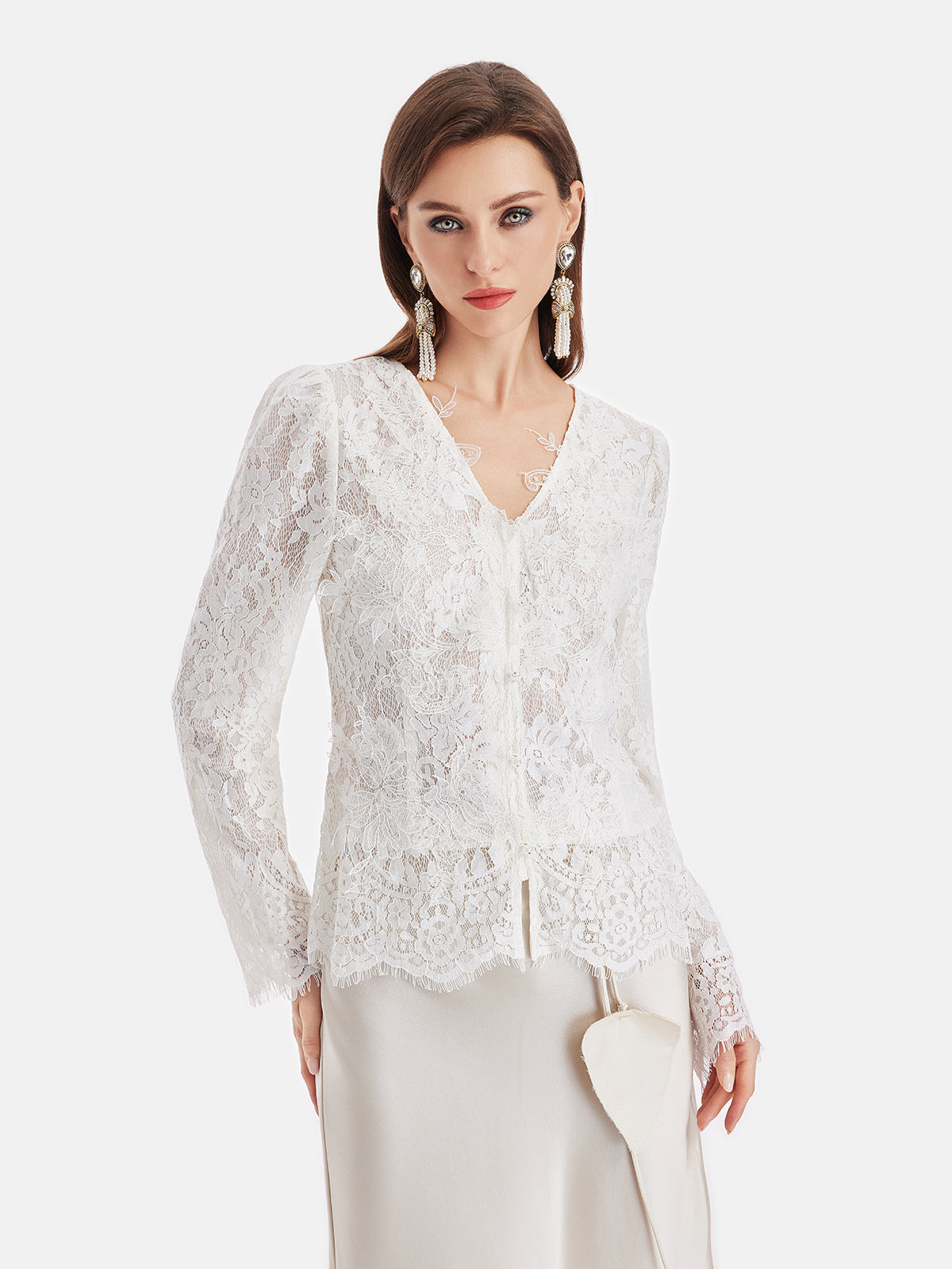 Luxurious Baroque V-Neck Lace Top