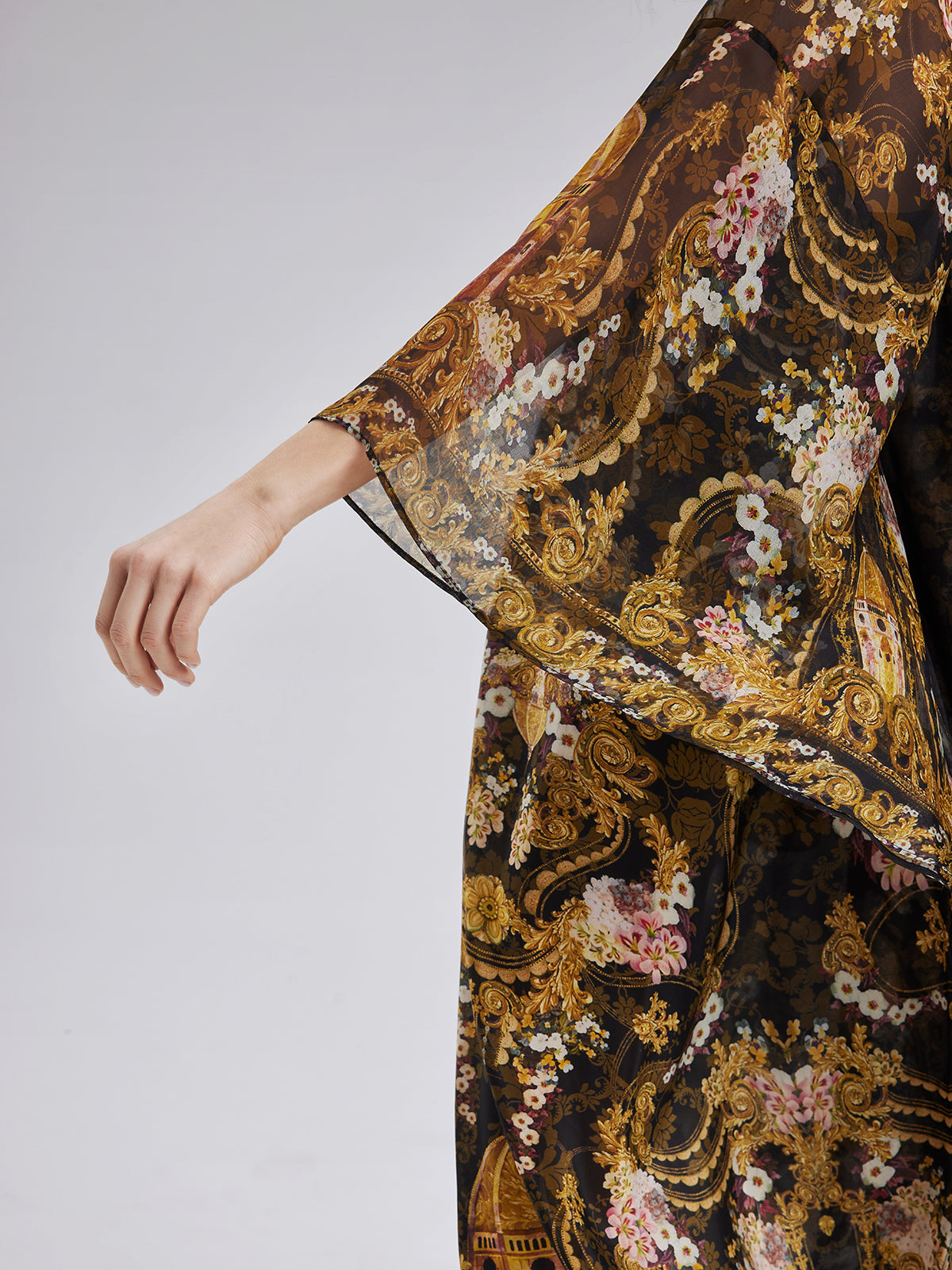 Baroque-Print Silk Dress