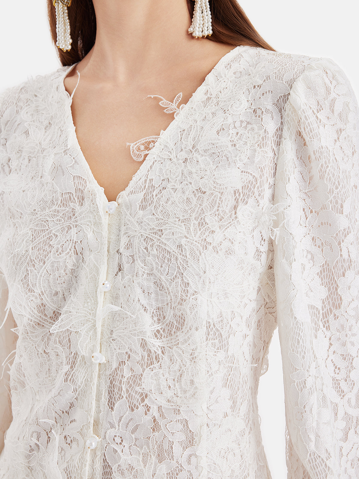 Luxurious Baroque V-Neck Lace Top