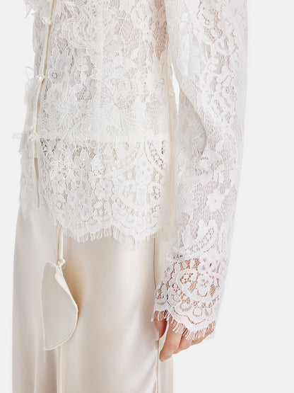 Luxurious Baroque V-Neck Lace Top