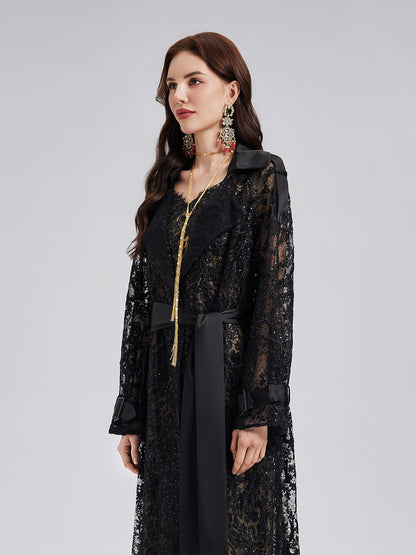 French Lace Long Trench Coat