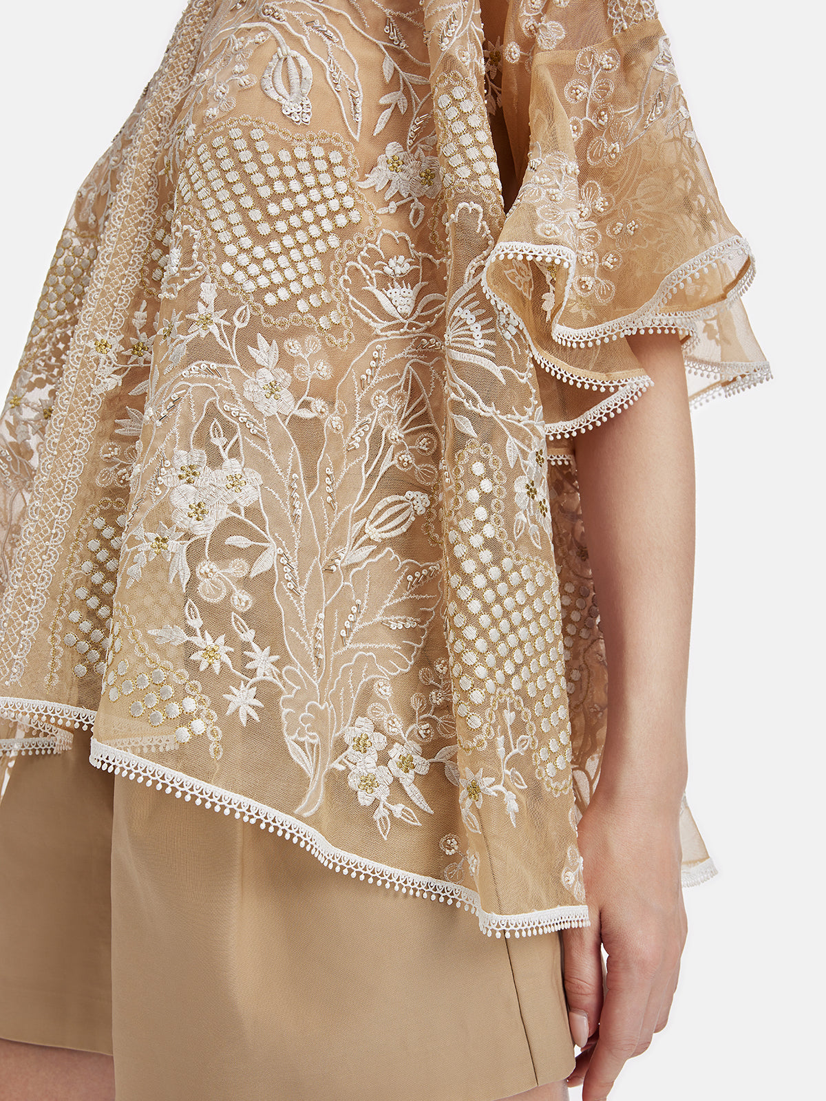 Mulberry Silk Embroidered Beaded Luxe Blouse