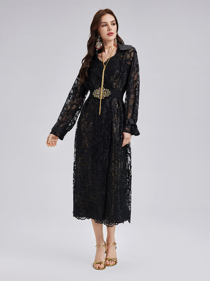 French Lace Long Trench Coat