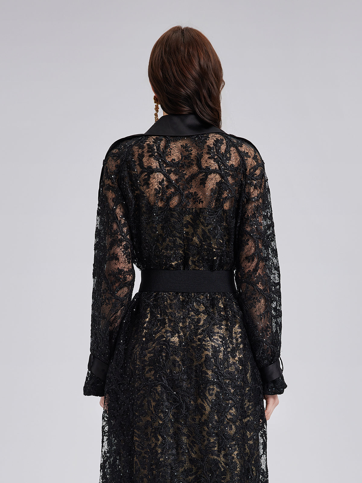 French Lace Long Trench Coat