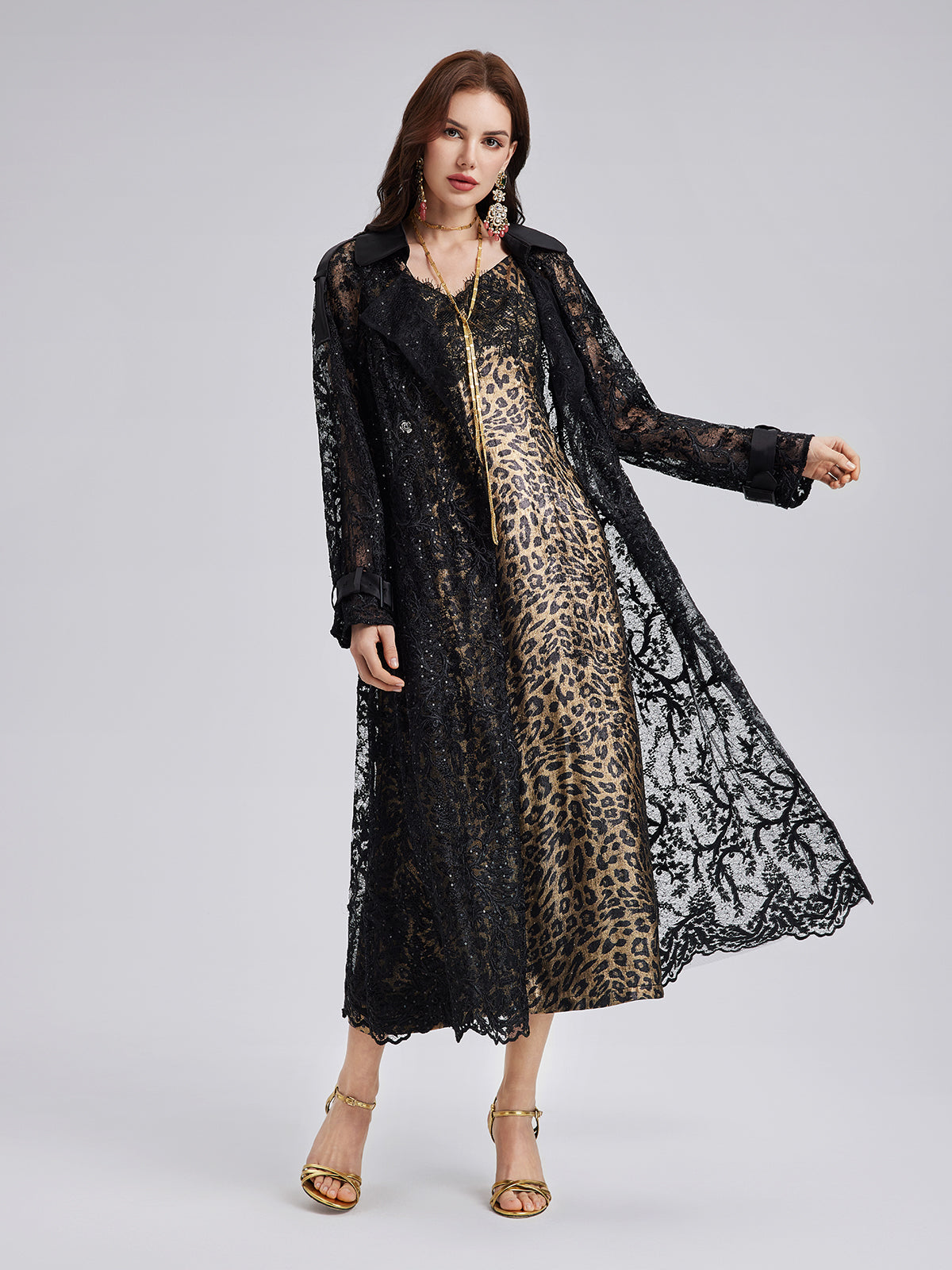 French Lace Long Trench Coat