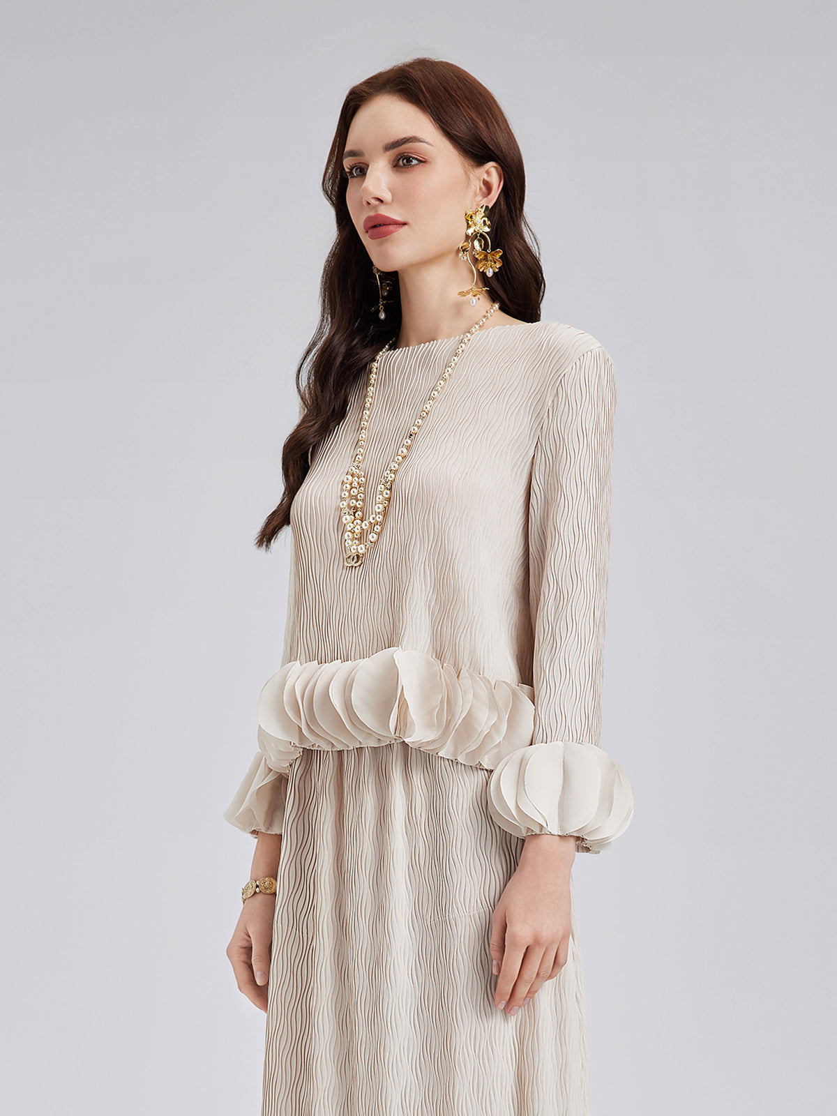 Final Sale | Pleated Floral-Embellished Elegance Set