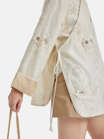 New Chinese Style Floral Embroidered Blouse