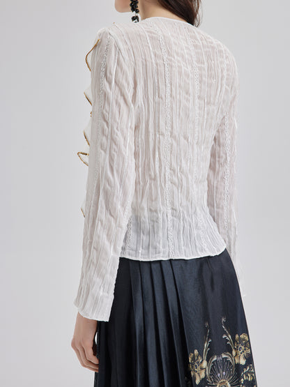 Luxury Layered Sequin Ruffle Blouse