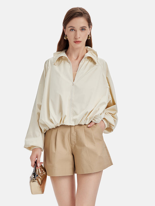 Silk Satin Drawstring Oversized Coat