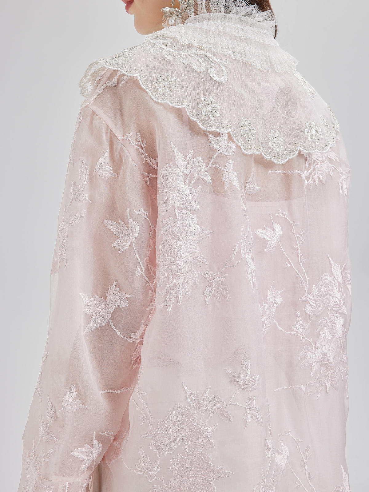 Embroidered Organza Sheer Blouse