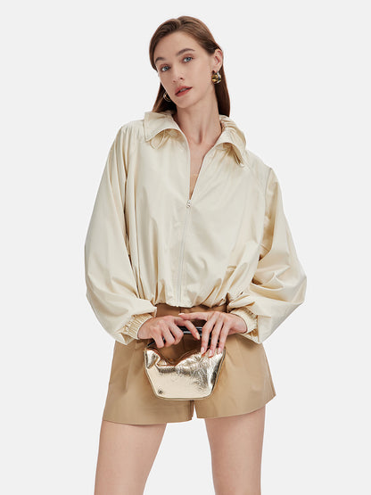 Silk Satin Drawstring Oversized Coat