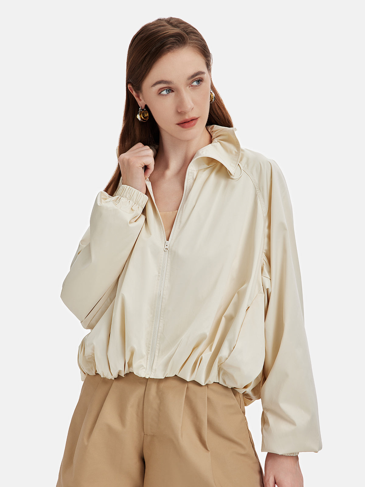 Silk Satin Drawstring Oversized Coat