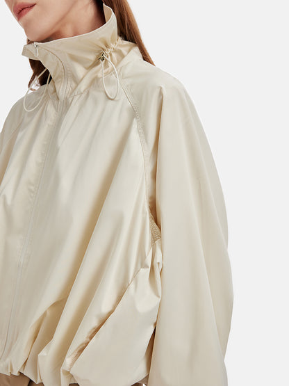 Silk Satin Drawstring Oversized Coat