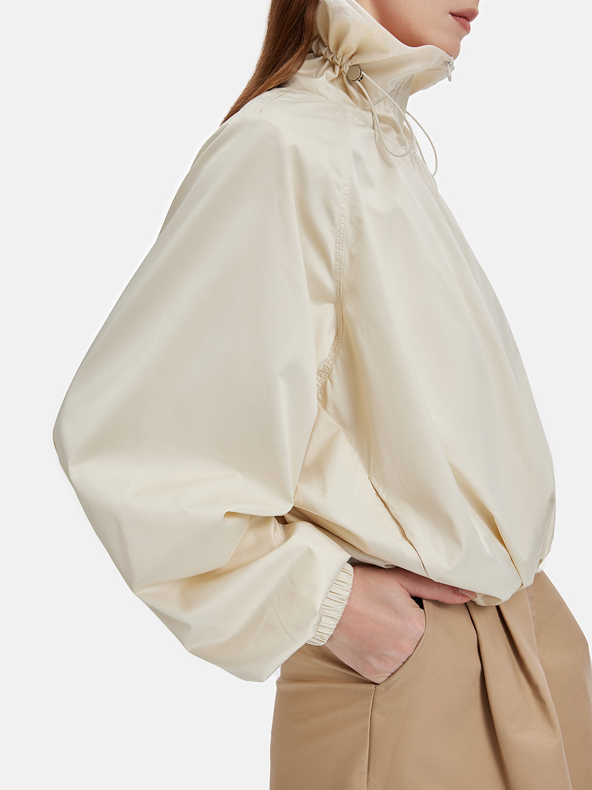 Silk Satin Drawstring Oversized Coat