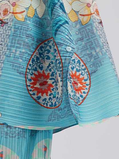 Artistic Print Pleated Set