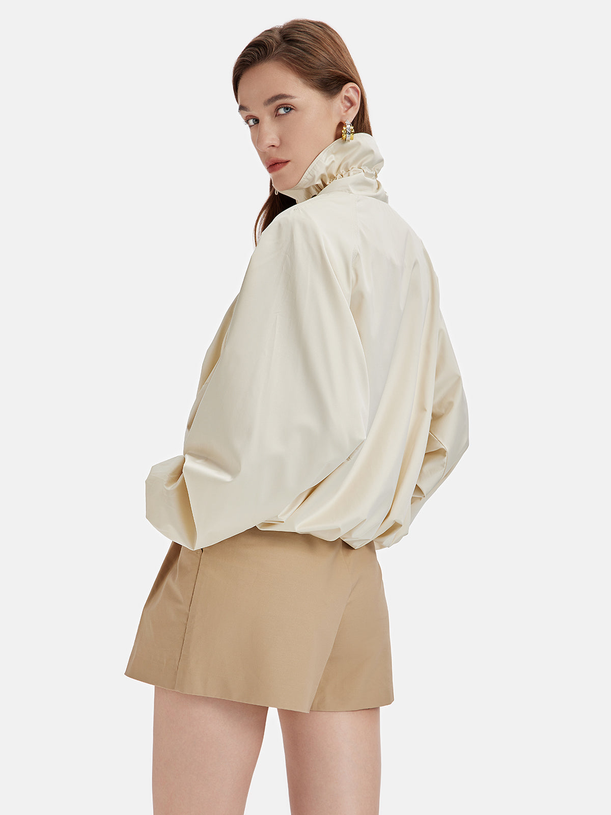 Silk Satin Drawstring Oversized Coat