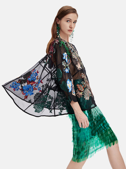 Peacock Green Sequined Skirt