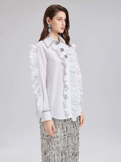 Elegant Ruffled Button-Up Blouse