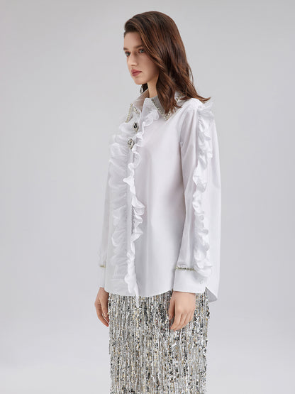 Elegant Ruffled Button-Up Blouse