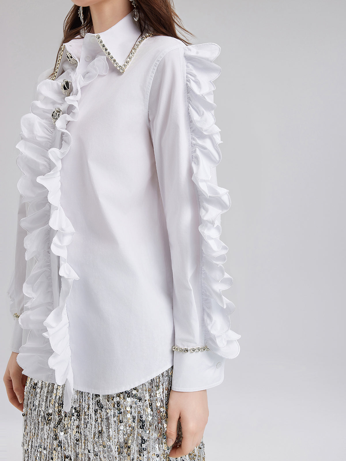 Elegant Ruffled Button-Up Blouse