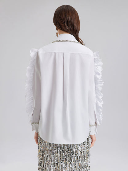 Elegant Ruffled Button-Up Blouse